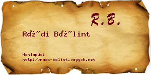 Rádi Bálint névjegykártya